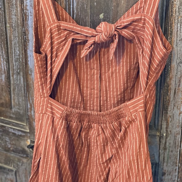 Long Stripe Front Button Romper - Picture 4 of 4